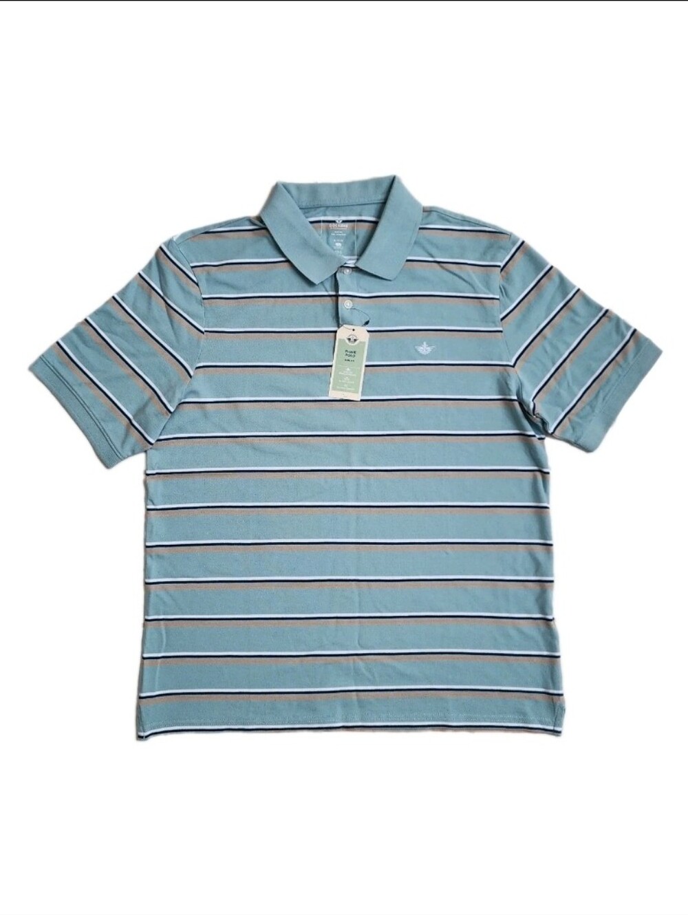 Dockers Polo Shirt Slim Fit Multi-Stripe 100% Cotton Casual Top Size XL